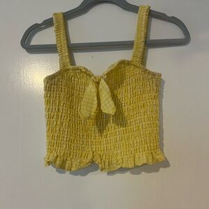 Sienna Sky yellow and white crop top